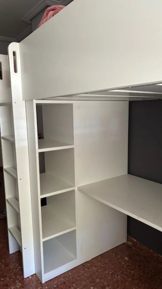 Cama litera con armario y escritorio 90x190 blanca
