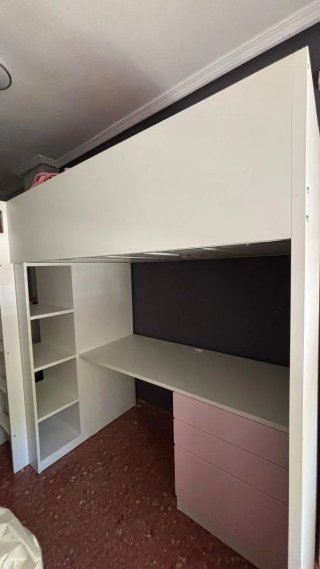 Cama litera con armario y escritorio 90x190 blanca