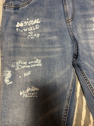 Vaqueros Desigual L Jogging Gris y Azul