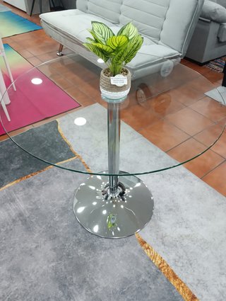 Mesa redonda cristal 90cm metal Oferta