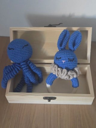 Pack Sonajero Pulpo y Conejo Azul