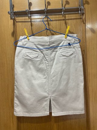 Falda beige de algodón