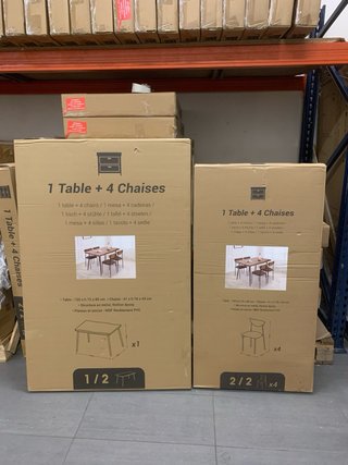 Pack comedor mesa y 4 sillas estilo rústico 120cm