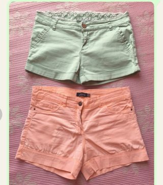 Pantalones cortos mujer LOSAN verde y naranja