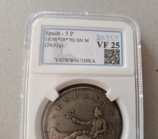 5 Pesetas 1870 España NCV VF 25