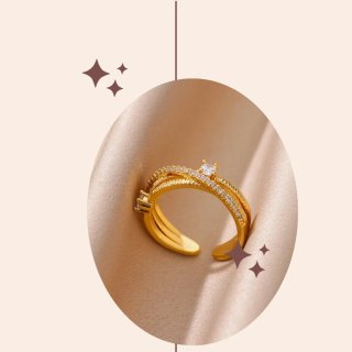 Anillo Baño Oro 18k Acero Inoxidable Ajustable