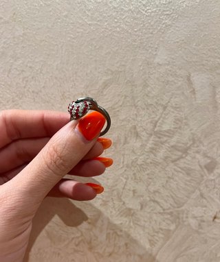 Anello cuore strass rosso argento