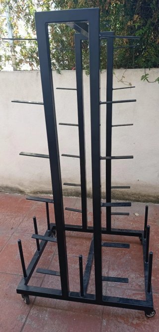 Soporte Pesas Discos y Barras con Ruedas