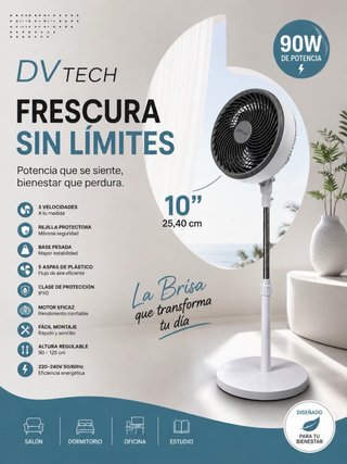 Ventilador DV TECH 90W 10 Altura Regulable