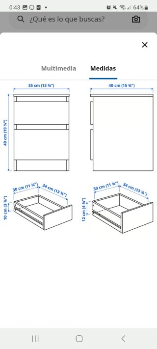 Mesita Noche Ikea Kullen 2 Cajones Blanca