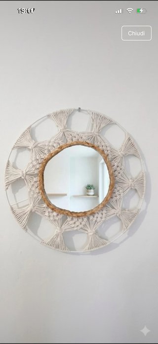 Specchio decorativo macramè