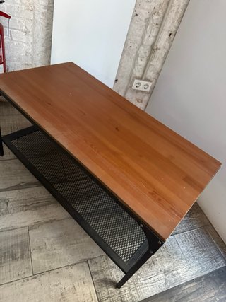 Banco / Mesa auxiliar industrial madera y metal