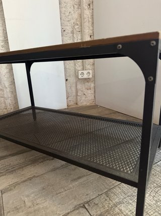 Banco / Mesa auxiliar industrial madera y metal
