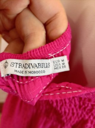 Vestido Midi Stradivarius Fucsia Talla M