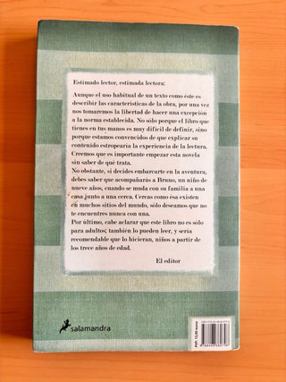Libro "El niño con el pijama de rayas" -Salamandra