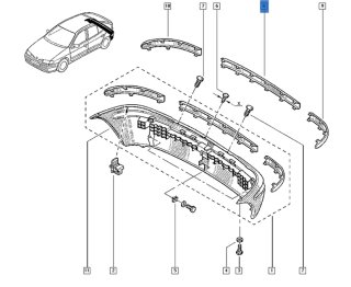 Moldura central paragolpes trasero Renault Megane