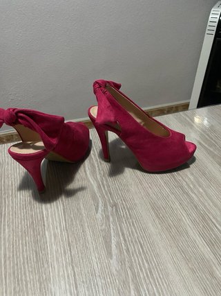 Zapatos tacón terciopelo fucsia n°36