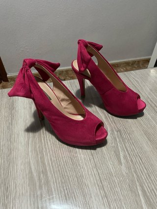 Zapatos tacón terciopelo fucsia n°36