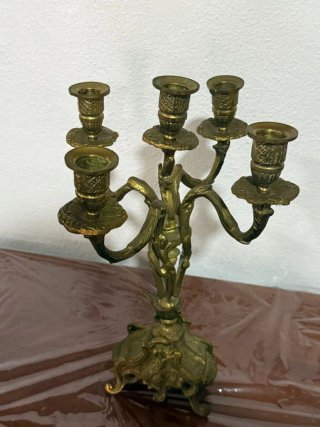 Candelabro vintage dorado metal