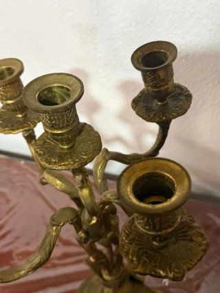 Candelabro vintage dorado metal