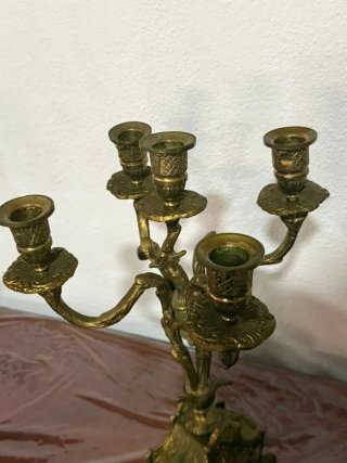 Candelabro vintage dorado metal