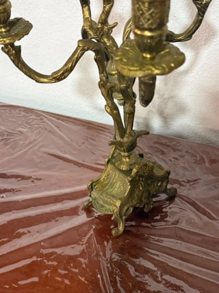 Candelabro vintage dorado metal