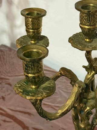 Candelabro vintage dorado metal