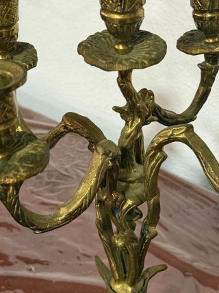 Candelabro vintage dorado metal