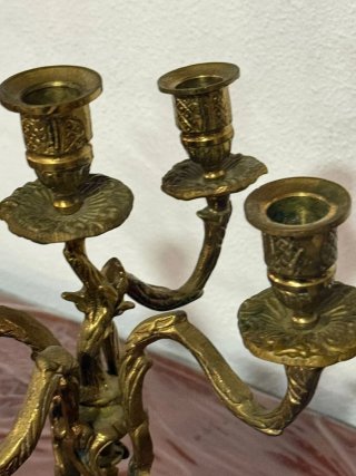 Candelabro vintage dorado metal