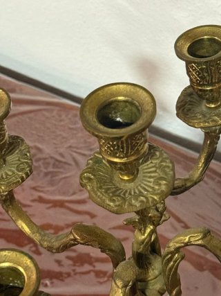 Candelabro vintage dorado metal