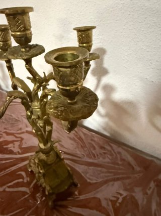 Candelabro vintage dorado metal