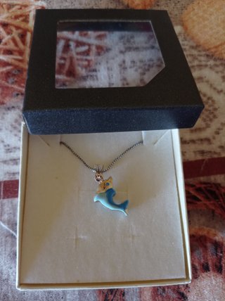 Collana Argento 925 Delfino Smaltato Blu