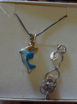 Collana Argento 925 Delfino Smaltato Blu