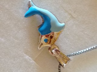 Collana Argento 925 Delfino Smaltato Blu