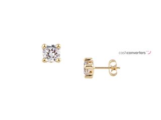 pendientes oro 18k con piedra con circonita