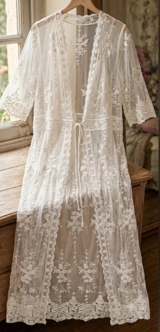 Kimono encaje blanco talla única