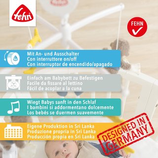 Fehn móvil musical ositos cuna bebés