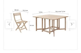 Conjunto mesa y 4 sillas madera exterior