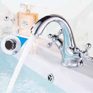 Grifo mezclador vintage cromado lavabo mandos cruz