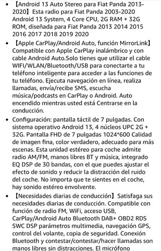 Pantalla CarPlay, para Fiat panda