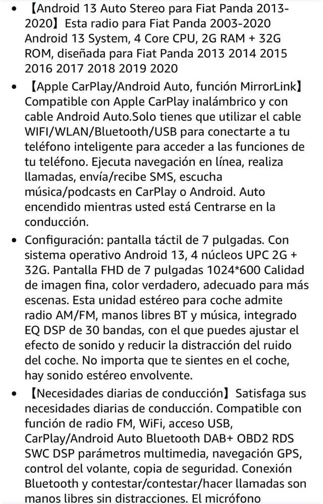 Pantalla CarPlay, para Fiat panda