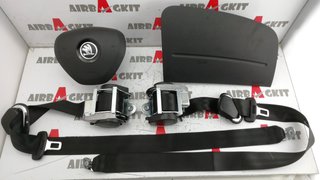 SKODA FABIA 2012 - 2014 RESTYLING, CINTURONES CONECTOR NEGRO KIT AIRBAGS COMPLETO SKODA FABIA 2ª GENER. 2012-2013- 2014 RE...