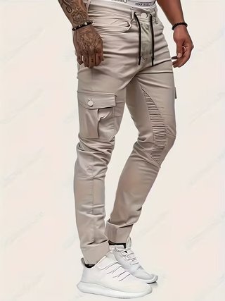 Pantaloni cargo beige in stile jeans