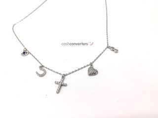 cadena plata 925mm con piedra con circonita 19 2.5cm