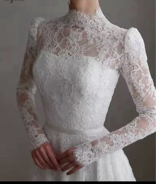 Vestido de Novia Encaje Manga Larga con su velo