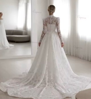 Vestido de Novia Blanco Encaje Manga Larga