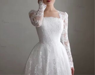 Vestido de Novia Blanco Encaje Manga Larga