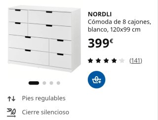 Cómoda Nordli Ikea Blanca