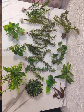 Plantas artificiales acuario más raices