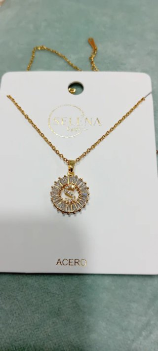 Colgante inicial S circonitas oro en acero